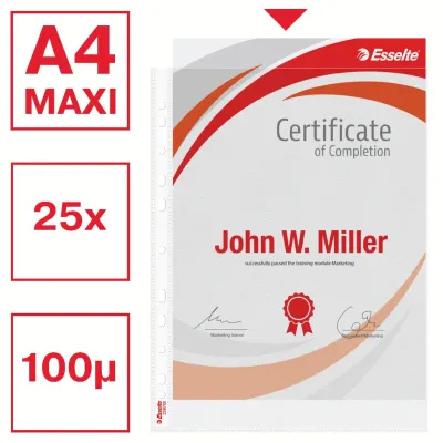 Euroobal PP A4 U MAXI 25ks 100mic ESSELTE matný