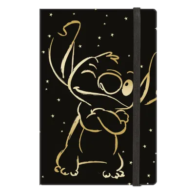Zápisník linkovaný s gumičkou - Stitch Gold 3