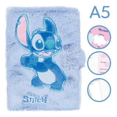 Zápisník linkovaný uzatvárateľný - Stitch Fluffy svetlomodrý
