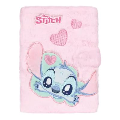 Zápisník linkovaný uzatvárateľný - Stitch Fluffy svetloružový