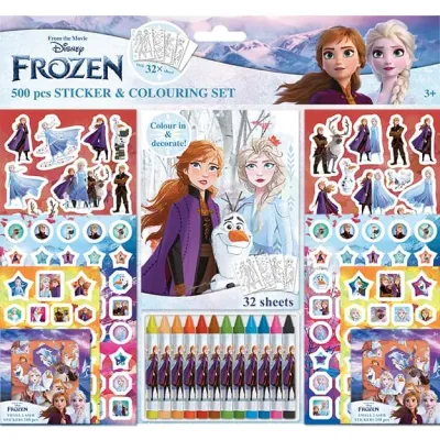 Samolepkový set s maľovankami a voskovkami 500 ks Ľadové kráľovs