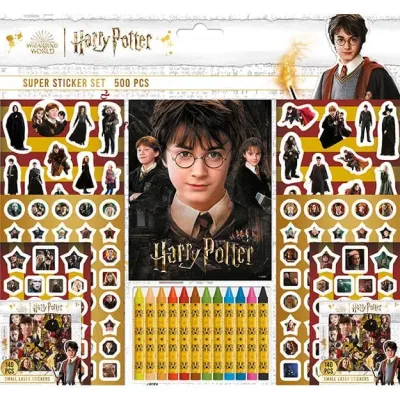 Samolepkový set s maľovankami a voskovkami 500 ks Harry Potter