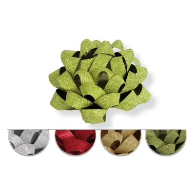 Mašľa samolepiaca glitter 12,5cm mix