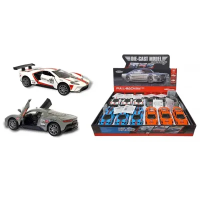 Auto závodné kov 12cm - modrá