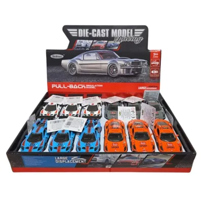 Auto závodné kov 12cm - modrá