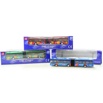 Autobus kovový kĺbový 18cm - modrá