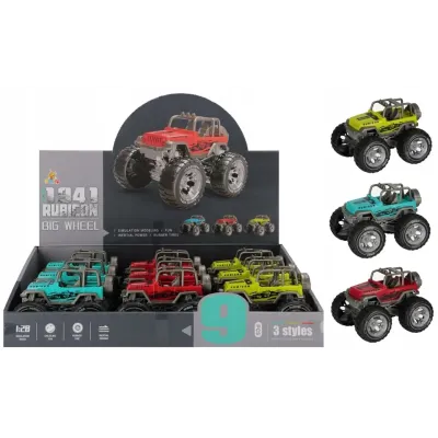 Jeep auto s veľkými kolesami na zotrvačník 13cm - modrá