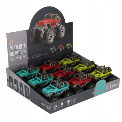 Jeep auto s veľkými kolesami na zotrvačník 13cm - modrá