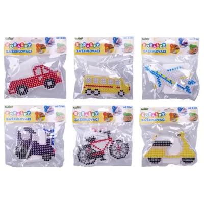 Korálky zažehľovací set - Dopravné prostriedky 16cm - autobus
