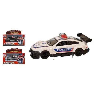Policajné auto športové kov 11cm - čierna