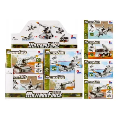 Stavebnica alleBlox MilitaryForce 62-67ks/4druhy - auto s delom