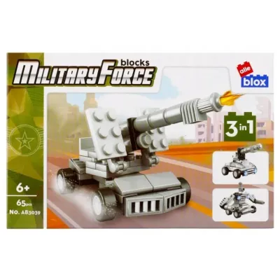 Stavebnica alleBlox MilitaryForce 62-67ks/4druhy - auto s delom