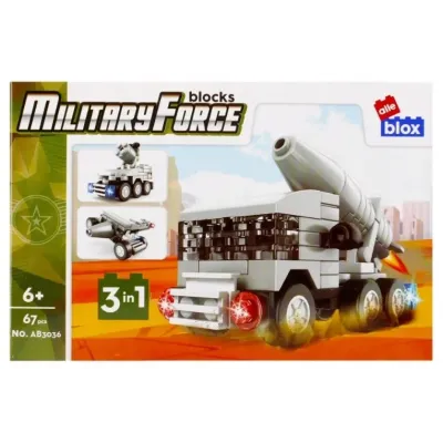 Stavebnica alleBlox MilitaryForce 62-67ks/4druhy - auto s delom