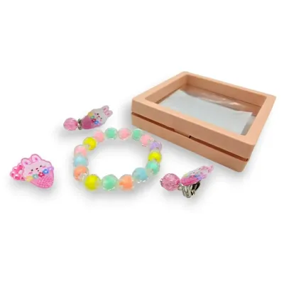 Korálkové šperky s doplnkom sada 9cm - ružová