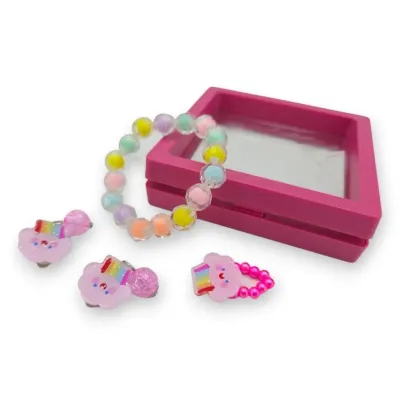 Korálkové šperky s doplnkom sada 9cm - ružová