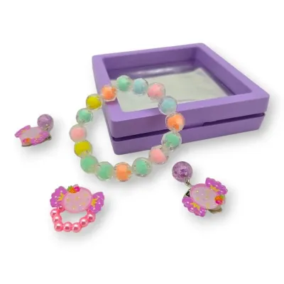 Korálkové šperky s doplnkom sada 9cm - ružová