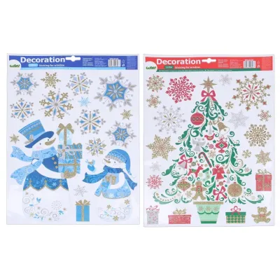 Vianočná nálepka na okno 29x41cm- - snehuliak