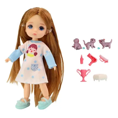 Bábika s ohybnými končatinami a mačičkou 12,5cm