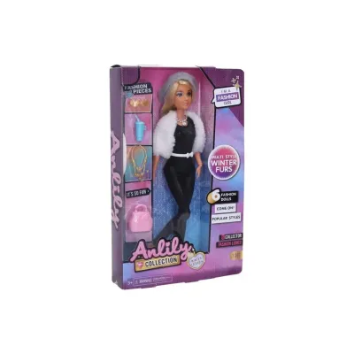 Bábika v kožuchu s doplnkami 29cm