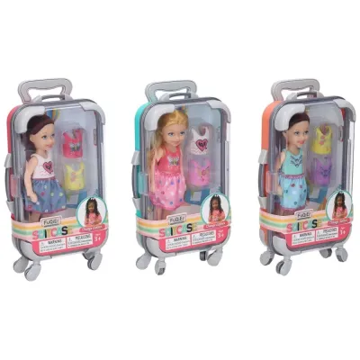 Bábika v kufri 20cm - blondína