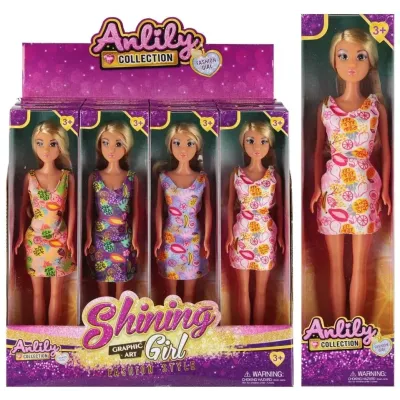 Bábika v letných šatách 29cm - modrá