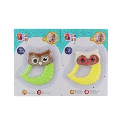 BamBam Hrkálka/hrýzatko sova 9 cm - žltá