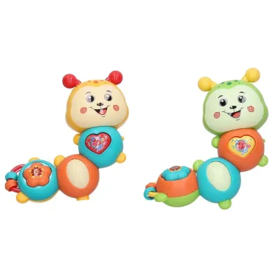 Húsenica hrkálka s efektmi 15cm - žltá