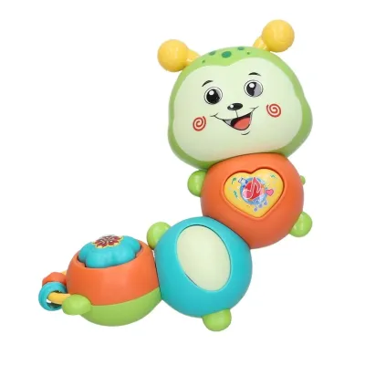 Húsenica hrkálka s efektmi 15cm - žltá