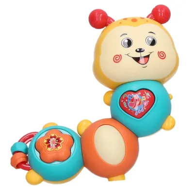 Húsenica hrkálka s efektmi 15cm - žltá