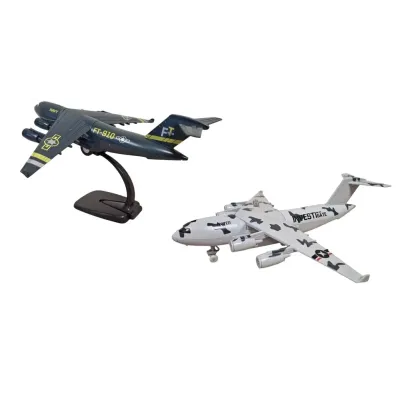 Kovové lietadlo na spätné natiahnutie s efektmi 22cm - zelená