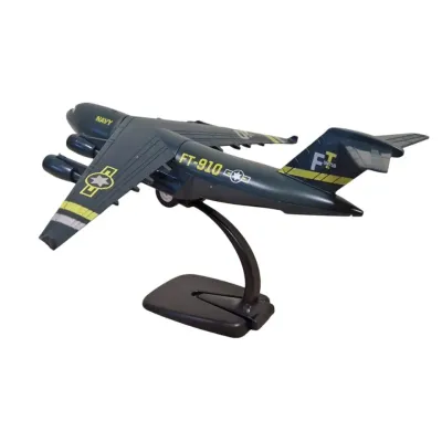 Kovové lietadlo na spätné natiahnutie s efektmi 22cm - zelená