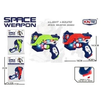 Pištoľ vesmírna s efektmi 16x14,5cm - červená