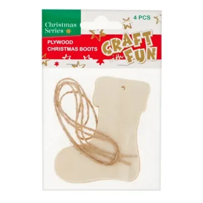Vianočná dekorácia Drevená ponožka 4ks