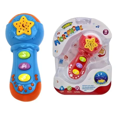 Zábavný mikrofón pre najmenších s efektmi 14cm - modrá