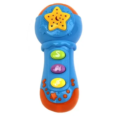 Zábavný mikrofón pre najmenších s efektmi 14cm - modrá