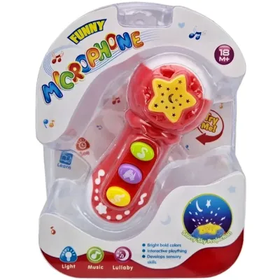 Zábavný mikrofón pre najmenších s efektmi 14cm - modrá