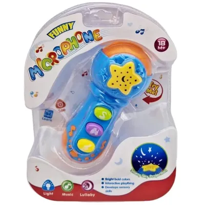 Zábavný mikrofón pre najmenších s efektmi 14cm - modrá