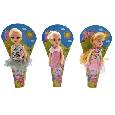 Bábika v farebných šatách 12cm