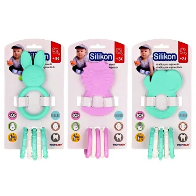 Hryzátko zvieratko + prívesky silikón 20cm - zelená