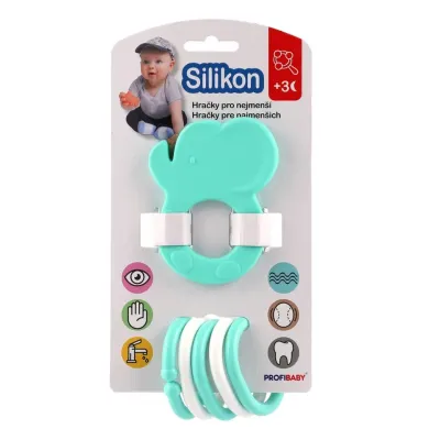 Hryzátko zvieratko + prívesky silikón 20cm - zelená