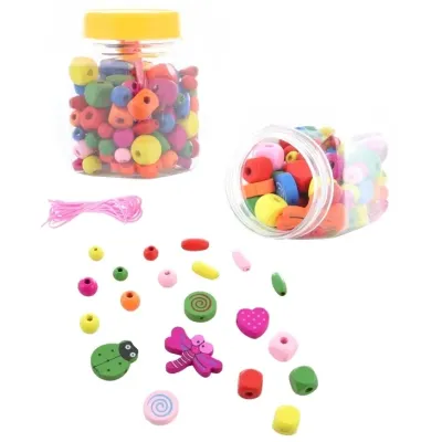 Korálky drevené v dóze