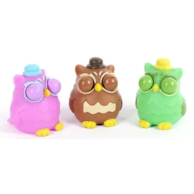 Stláčacie zvieratko Sova 7cm - zelená