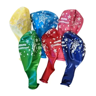 Balóny 5ks s maďarským nadpisom "Boldog szülinapot"