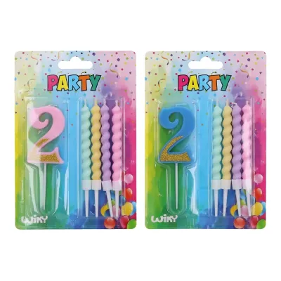 Tortová sviečka číslo 2+4sviečky - náhodná