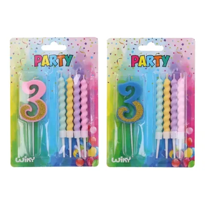 Tortová sviečka číslo:3+4sviečky - náhodná