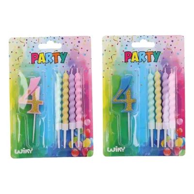 Tortová sviečka číslo:4+4sviečky - náhodná