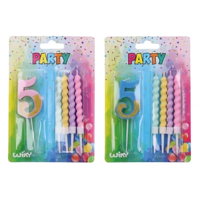 Tortová sviečka číslo:5+4sviečky - náhodná