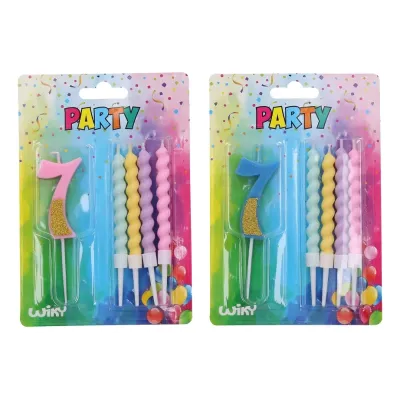 Tortová sviečka číslo:7+4sviečky - modrá