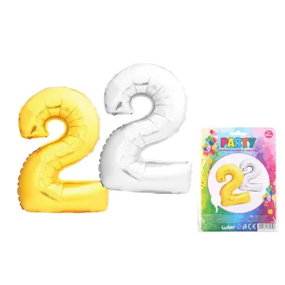 Balónik v tvare čísla 2 - strieborná