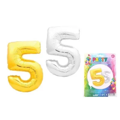 Balónik v tvare čísla 5 - strieborná